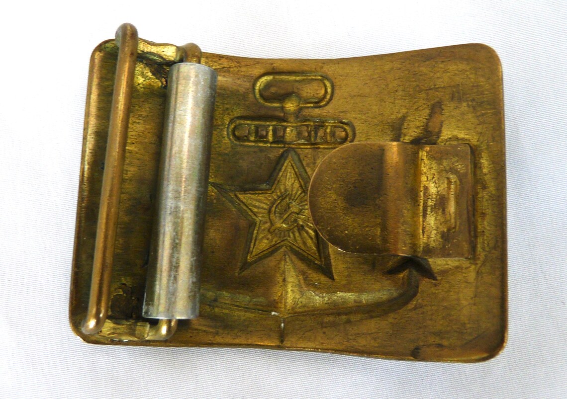 Vintage Russian Brass Anchor Belt Buckle Navy Military Etsy