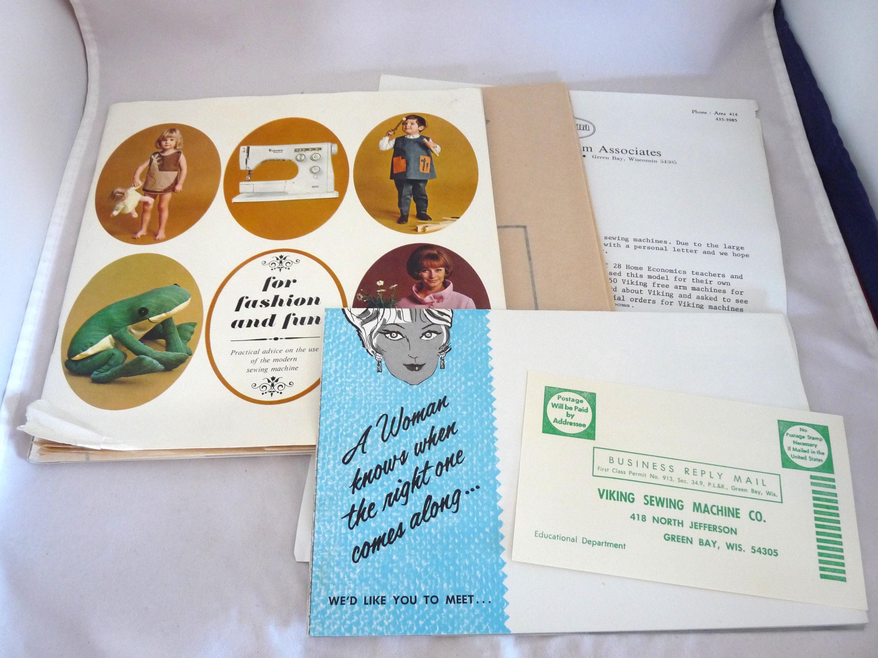Husqvarna Viking for Fashion Fun Use Sewing Machine booklet brochure patterns 1966 advertising children toys