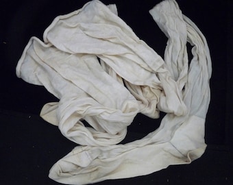 Pair antique vintage silk stockings long white garder hosery cream