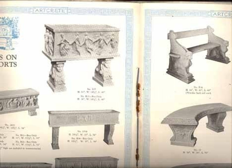 Artcrete Trade Catelog Garden Furniture Accessories 1944 Gardening