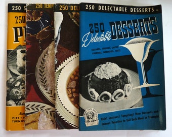 Lot 4 Culinary Arts institute cookbooks 1940 51 soup desserts cke pies pastry vintage recipes