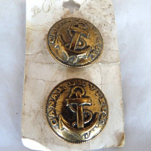 Vintage 2 Canada anchor brass buttons le Chic card sewing Naval military fashion 1 inch