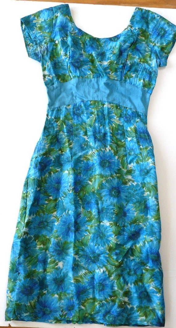 Turquoise floral designer silk drinted 10 printed… - image 1