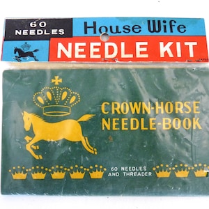 Vintage Crown Horse sewing needle book collectible