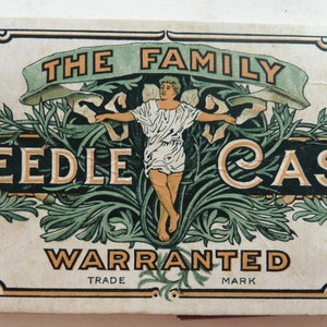 Family antique sewing needle book case Victorian collectible