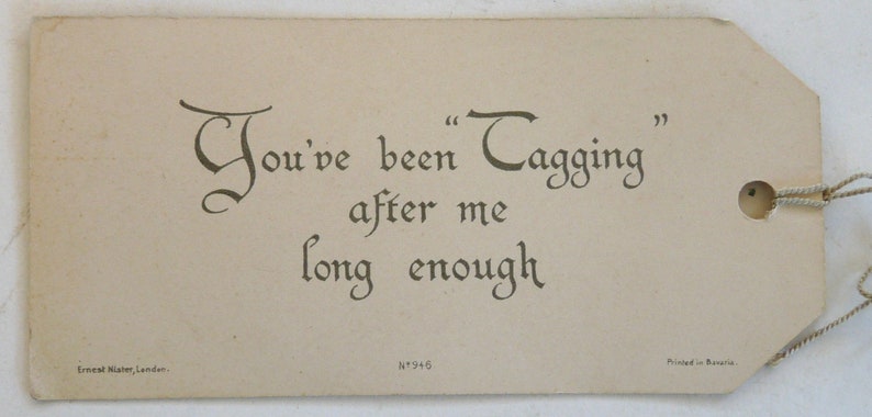Antique Victorian Valentine card tag Cupid/'s Love Store Nister 1910 vintage die cut London