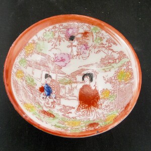 Antique vintage Japan Geisha Girls Hand Painted Porcelain Japanese Sake cup