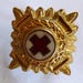 British Red Cross vintage button pin gold washed brass glass enameling WW I military charity badge UK England