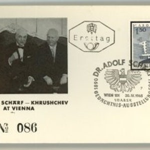 First day cover cachet Kennedy Scharf Khrushchev 1965 Vienna