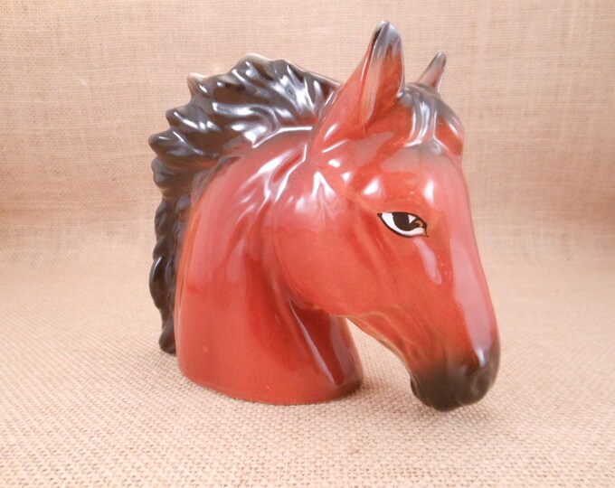Vintage Porcelain Ceramic Horse Head Vase Made in Japan Equine