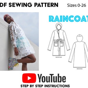 Raincoat PDF sewing Pattern with sew along tutorial