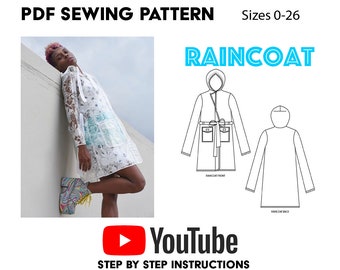 Raincoat PDF sewing Pattern with sew along tutorial