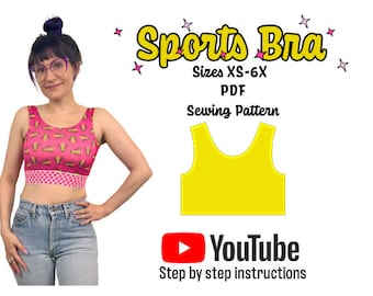 Sports Bra PDF Sewing Pattern XS-6X Size inclusive
