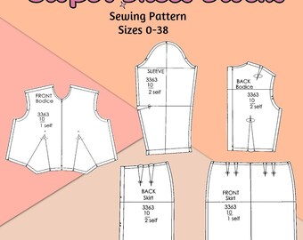 Sloper Dress Blocks for pattern drafting PDF download sizes 0-38