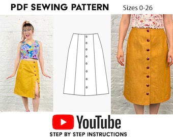 Button up skirt PDF Sewing Pattern