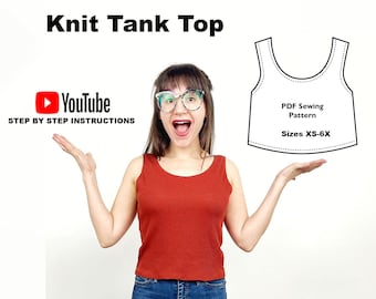 Easy Tank Top Sewing Pattern with video tutorial PDF Digital Download