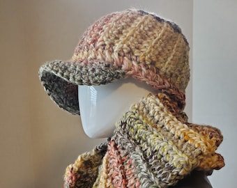 Orange Blend Scarf and Hat  - Neckwarmer and Hat set - Scarf- Cowl- matching hat- MultiScarf - Custom Colors Available