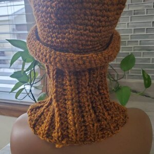 Top Hat Cap Shades of Rust and Gray....Flecked Yarn Premium Acrylic Crochet Hat and Scarf image 3