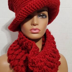 Crochet Hat Set with matching scarf Hat Set Crochet Cap Custom colors available image 7