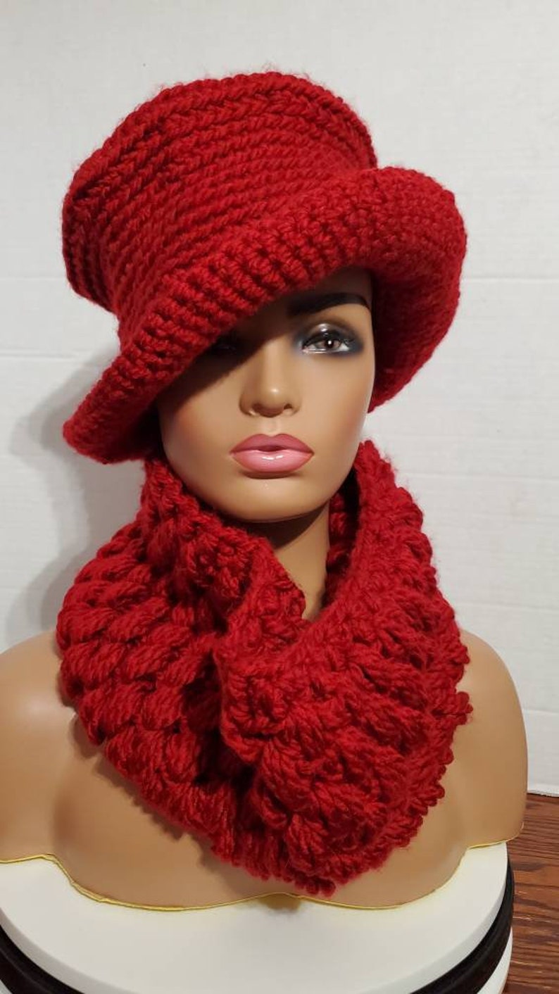 Crochet Hat Set with matching scarf Hat Set Crochet Cap Custom colors available image 7