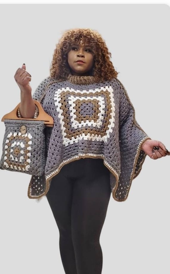 Grey Crocheted Poncho Grey Crocheted Poncho