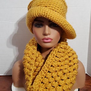 Crochet Hat Set with matching scarf Hat Set Crochet Cap Custom colors available image 2