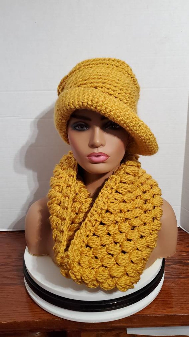 Crochet Hat Set with matching scarf Hat Set Crochet Cap Custom colors available image 2