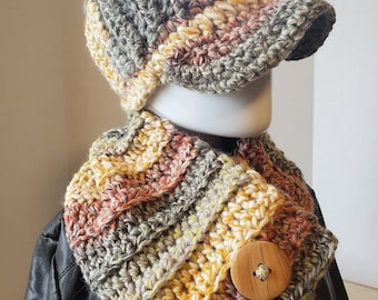 Cozy Crochet Scarf  - Cowl Scarf Crocheted -  Neckwarmer - Scarf- Cowl- matching   hat- MultiScarf -- Custom Colors Available