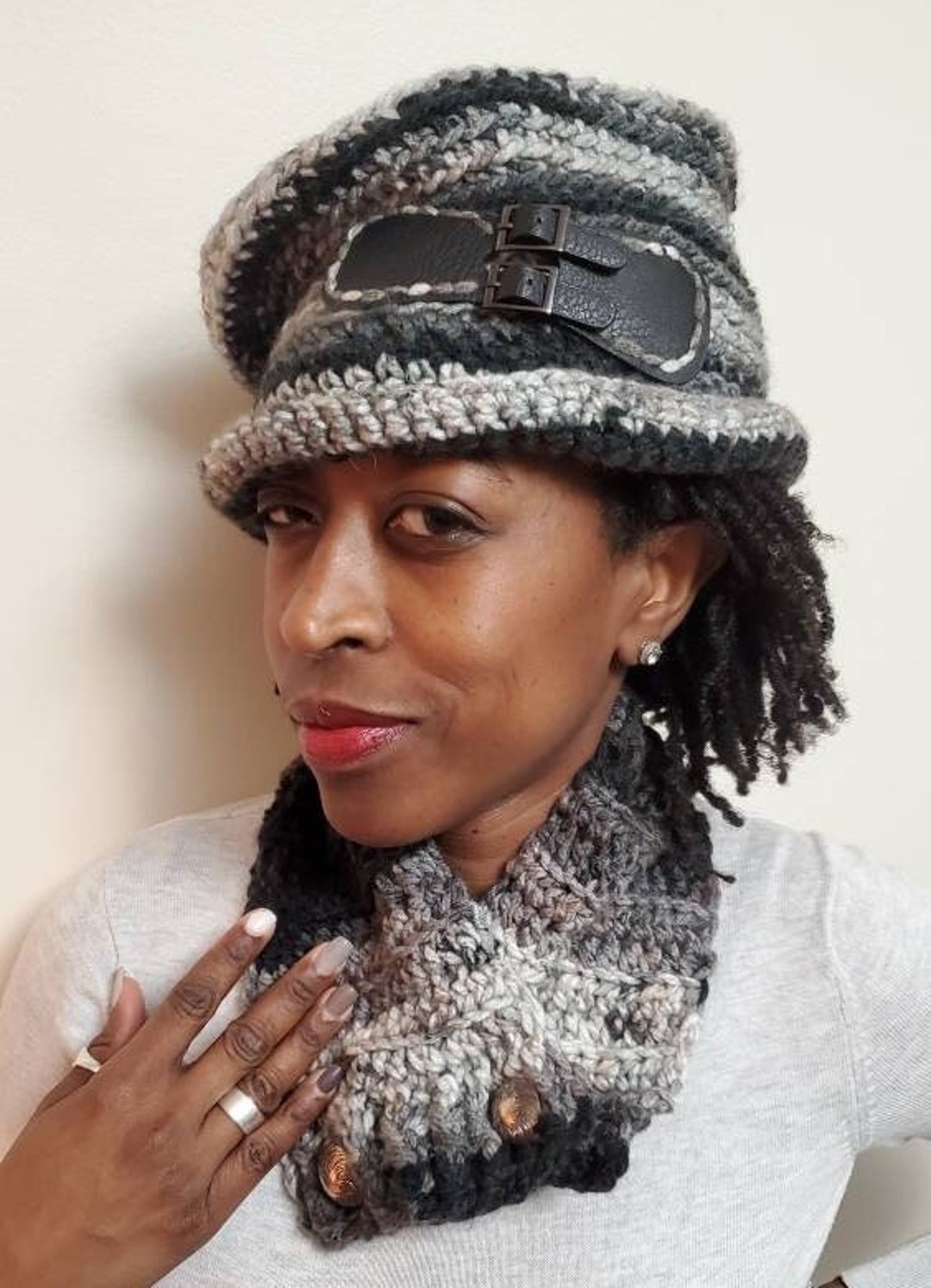 Shade of Charcoal Grey Crochet Hat and Scarf Crochet Hat and Scarf