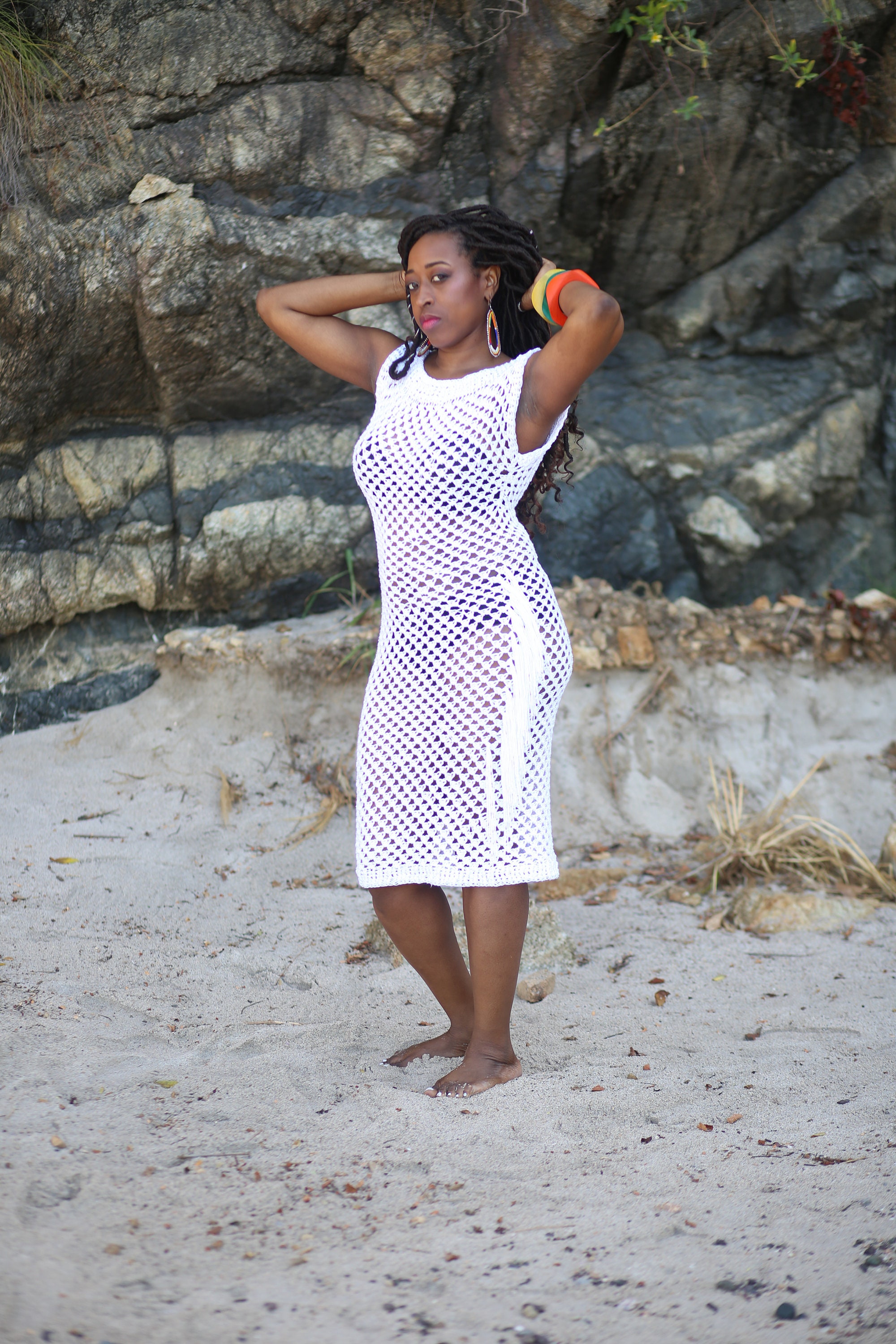 Handmade White Crochet Fringe Dress: Cotton Swimsuit Cover - Etsy