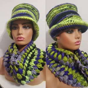 Crochet Hat Set with matching scarf Hat Set Crochet Cap Custom colors available image 6