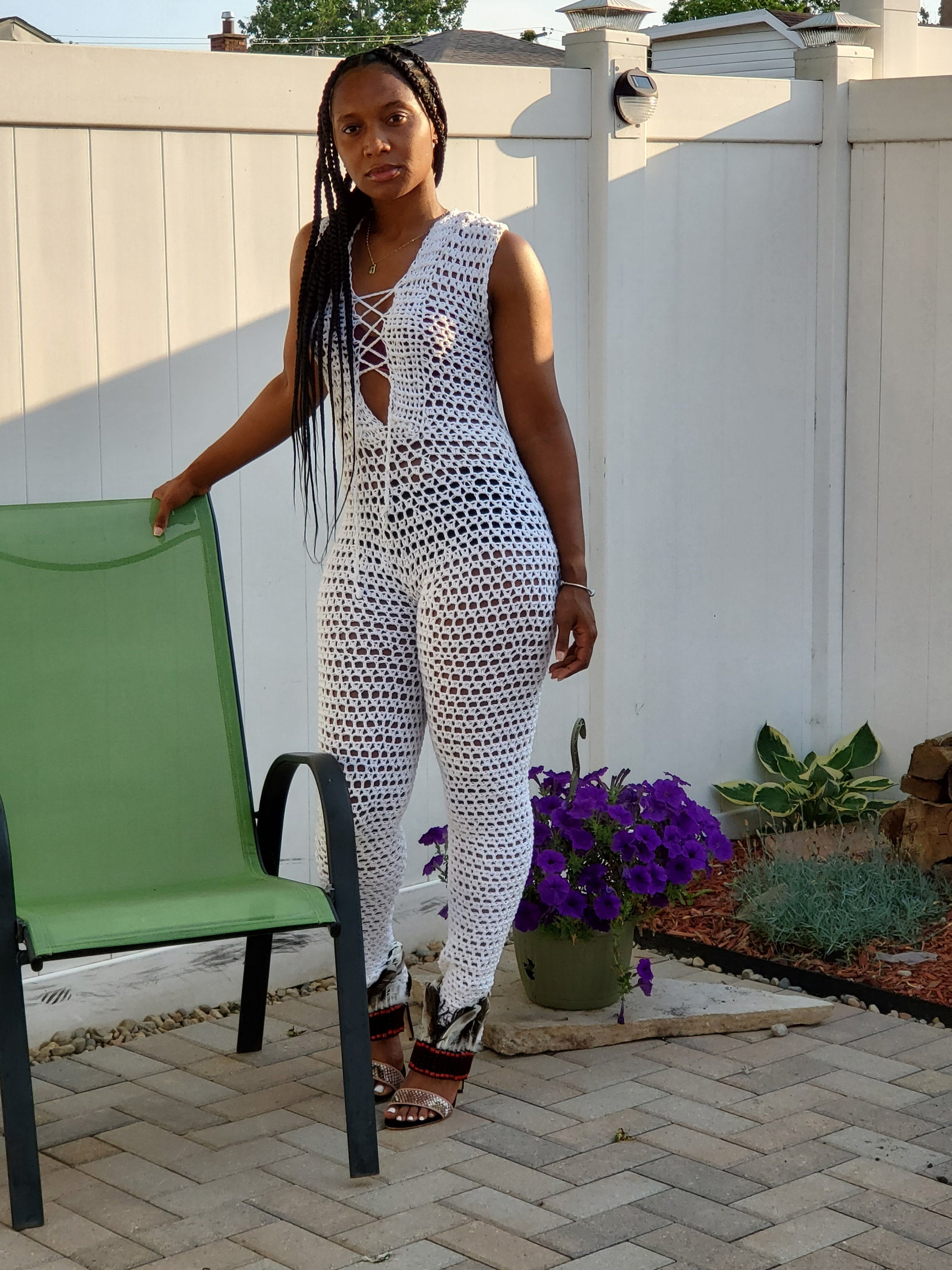 White Crochet Jumpsuit Jumpsuit White Beach Set White Party Suit