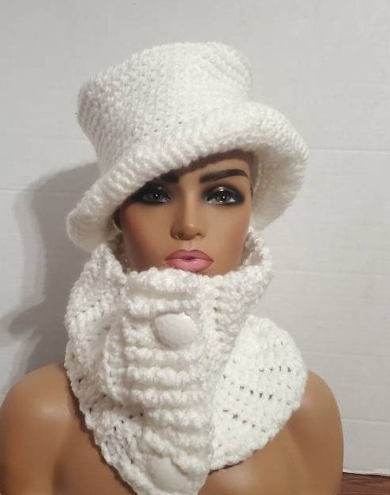 Crochet Hat Set with matching scarf Hat Set Crochet Cap Custom colors available image 1