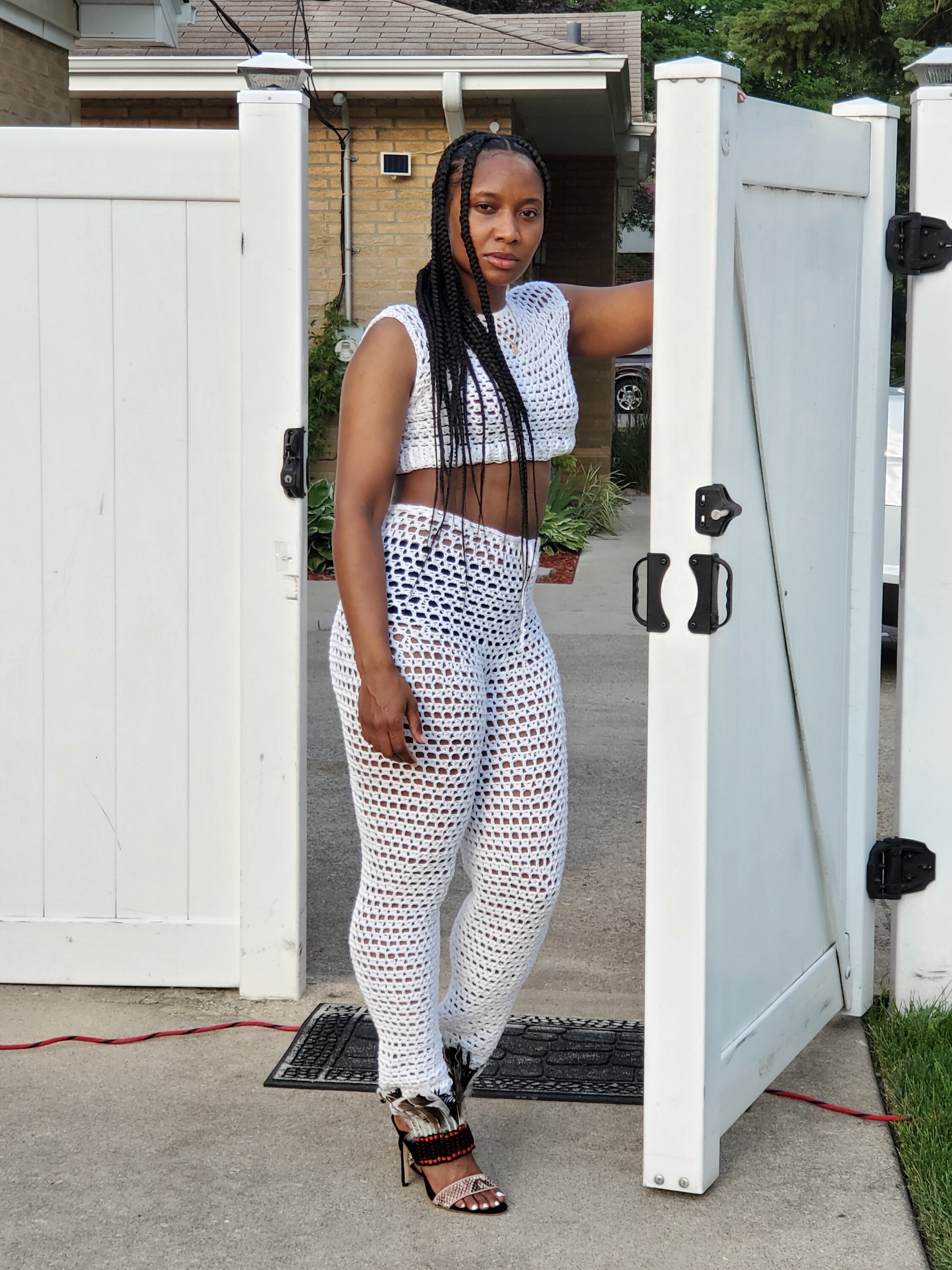 White 2 pc Pants set White Beach Set White Party Outfit Etsy.de