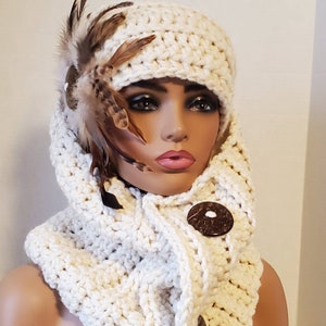 Handmade Crocheted Chenille Cable Knit Cream Colored Hat & Scarf Sets(2), NWOT Cream Hat Scarf Set - Etsy main image 3