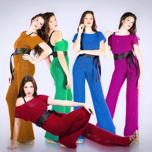 Deep V-neck Crochet Bodice Jumpsuit main image 1