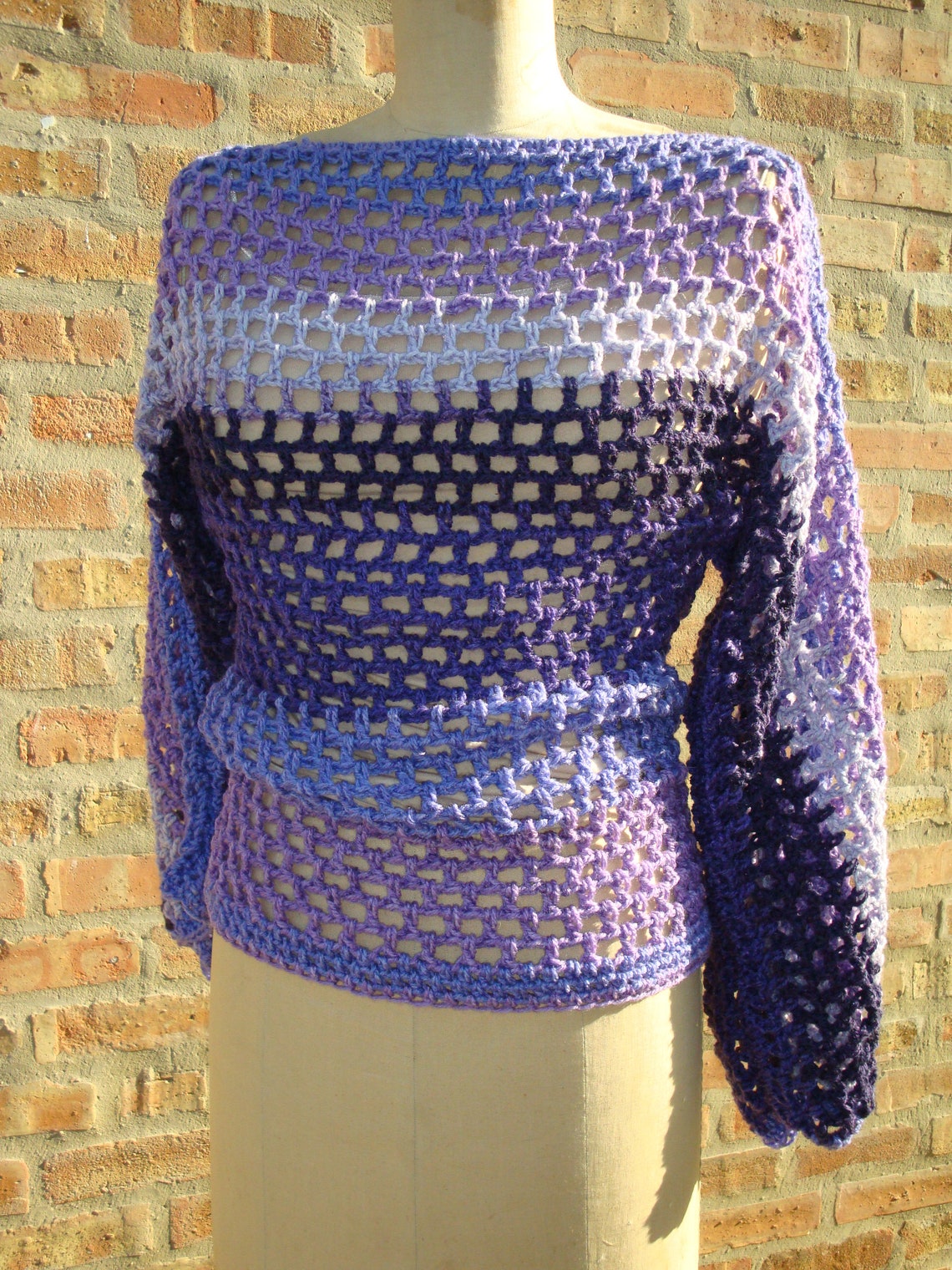 Crochet Pullover Crochet Coverup Purple Blend Sweater Etsy