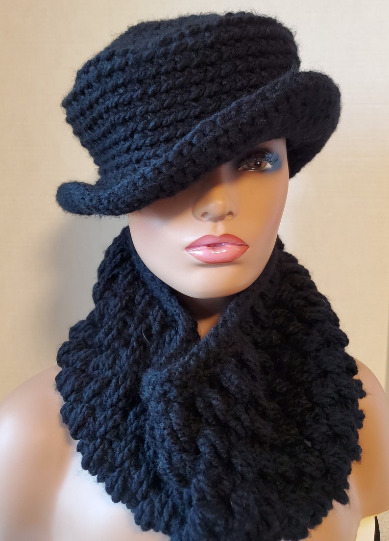 Crochet Hat Set with matching scarf Hat Set Crochet Cap Custom colors available image 5
