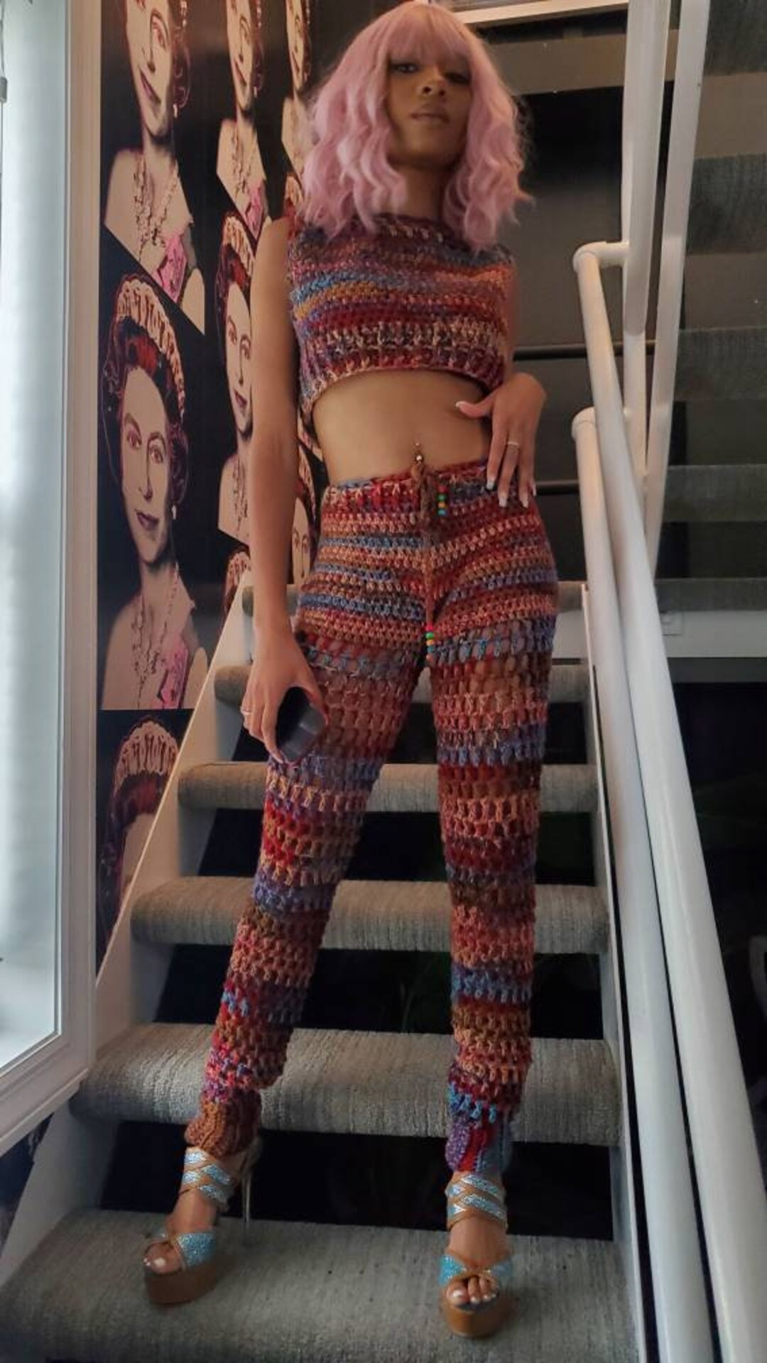 Multicolored Pants Set - Crochet Pants Set. - Crochet Pants