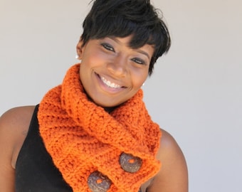 Cowl Scarf Crocheted in Burnt Orange