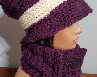 Crochet and Cream.   - Crochet Hat and Scarf.   - Muli-Colored Hat and Scarf-Custom Colors Available