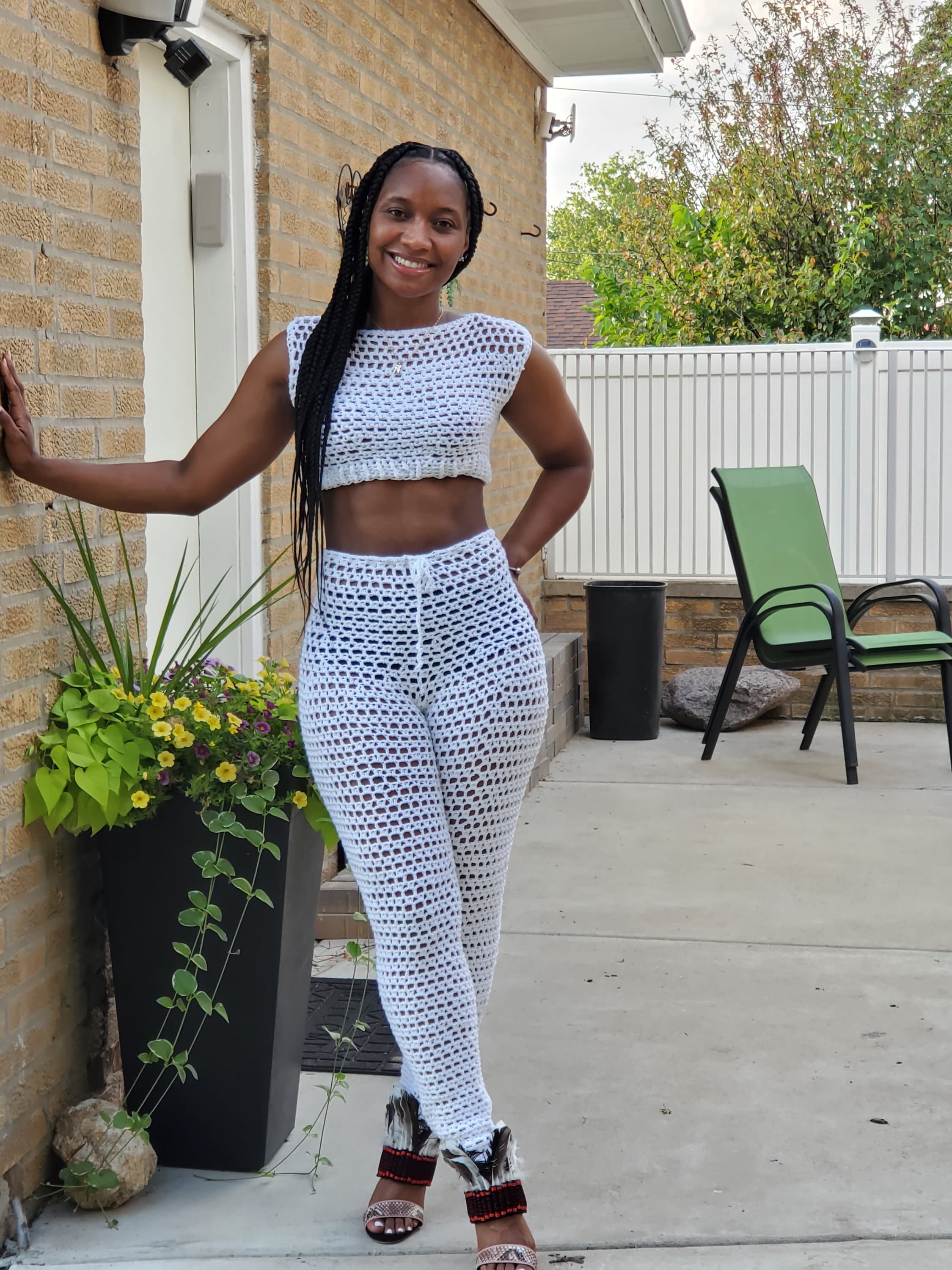 White 2 pc Pants set White Beach Set White Party Outfit Etsy.de