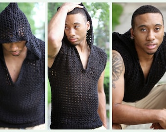 Black Men's Sweater - Hoodie - Warm and Stylish-Pullover -Custom Colors available