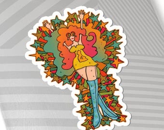 Pegatina "Big Hair Energy": Calcomanía retro de empoderamiento feminista
