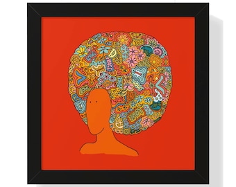 Póster enmarcado "Belleza Natural": Impresión Giclée de David Sutton, decoración en rojo (40,6 x 40,6 cm)