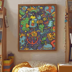 Retro-Surrealist Framed Poster: "Machine Made" by David Sutton