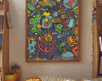 Póster retrosurrealista enmarcado: "Maquinado" de David Sutton
