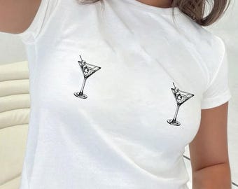 Dirty Martini Nips Baby Tee: Y2K Cocktail Shirt