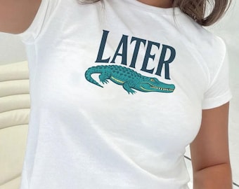 Camiseta vintage de los 90 con estampado de caimán para bebé - Camiseta corta retro
