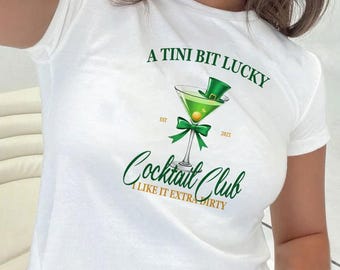 A Tini Bit Lucky Martini St. Patrick's Day baby-T-shirt - crop top Y2K